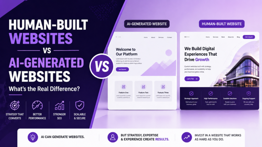 Cover page for blog Human-Built Websites vs AI-Generated Websites: What’s the Real Difference?