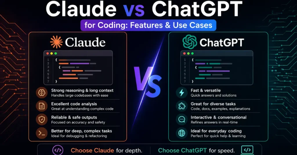 Untitled design Claude vs ChatGPT for Coding: Features & Use Cases